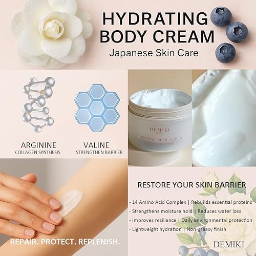 Miniatura 5 de DEMIKI Loción corporal hidratante para el cuidado de la piel con escualano y aminoácidos, loción corporal japonesa para mujeres, belleza y cuidado