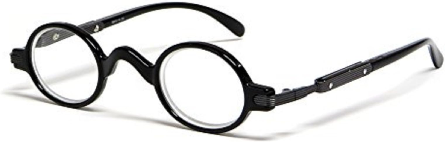 The Professor Teacher Round Oval Vintage Style Unisex Spring Hinge Reading Glasses for Men and Women Readers +2.50 Black (Carrying Case Included)