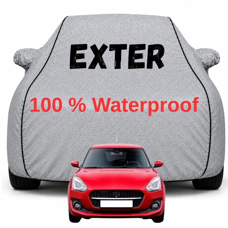 Image of Durable Full Body Waterproof Exter Car Cover | Premium Polyester Silver Cover | Custom Fit Vehicle Protection | UV Resistant, Dustproof, Scratch Resistant, Heat & Wind Protection