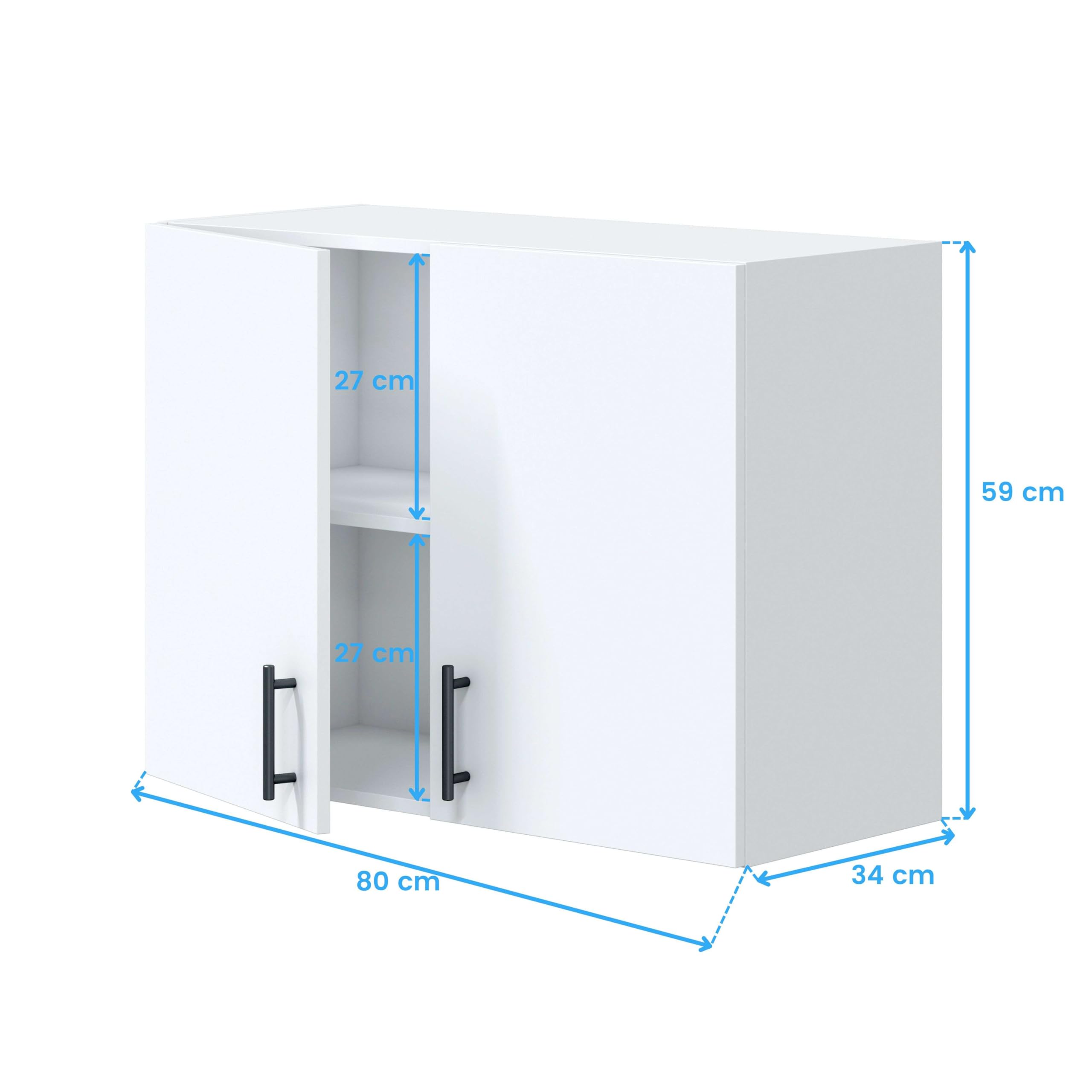 Bricohabitat Módulo Alto de Cocina para Colgar 80 cm Mueble Alto Cocina Suspendido Kira Blanco Brillo 80x59x34 cm