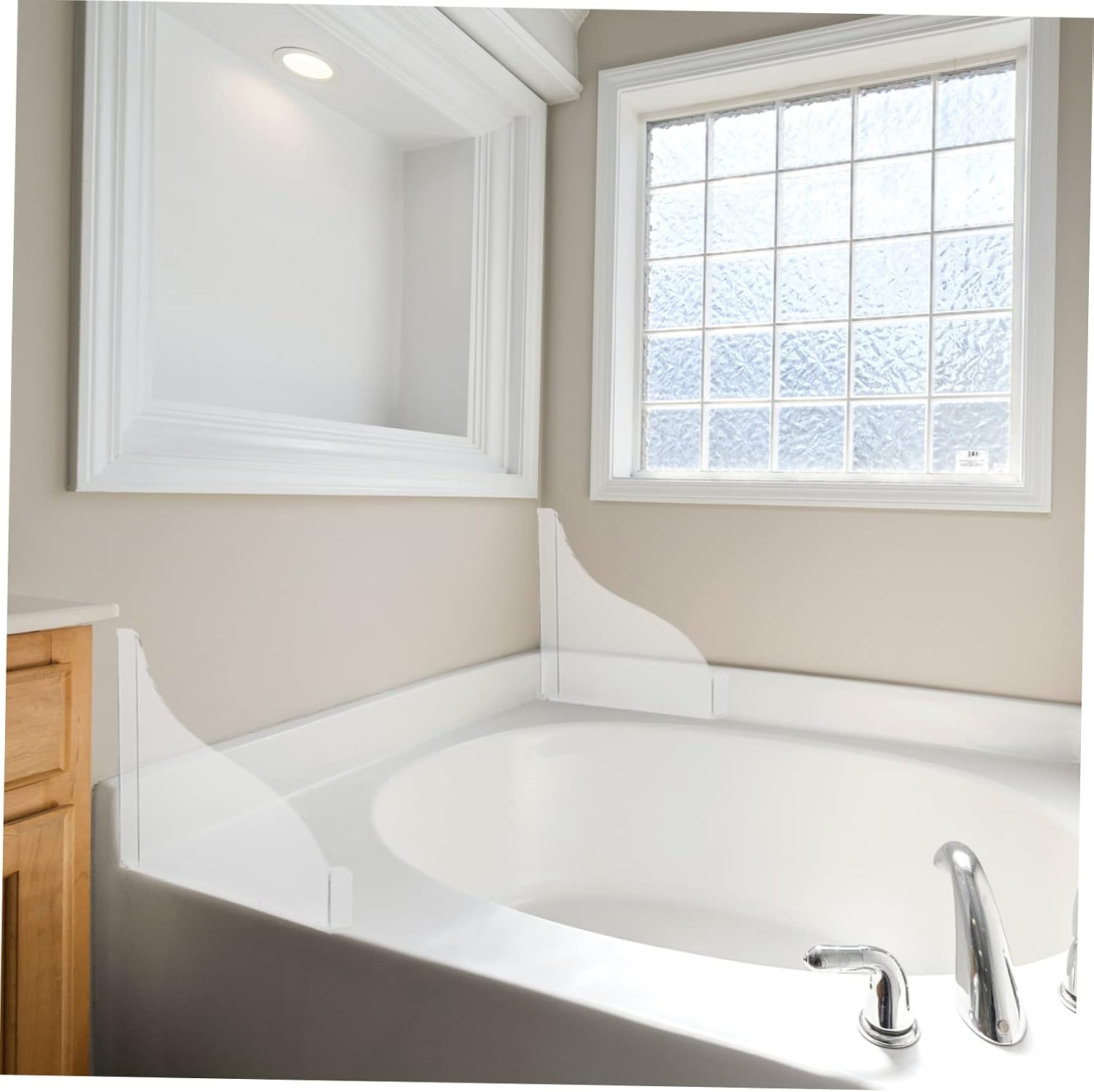 Holibanna Bathtub Splash Guard Set Self-Adhesive Acrylic Water Barrier for Bathtub Edges Effective Splash Protection for Bathroom Easy to Install