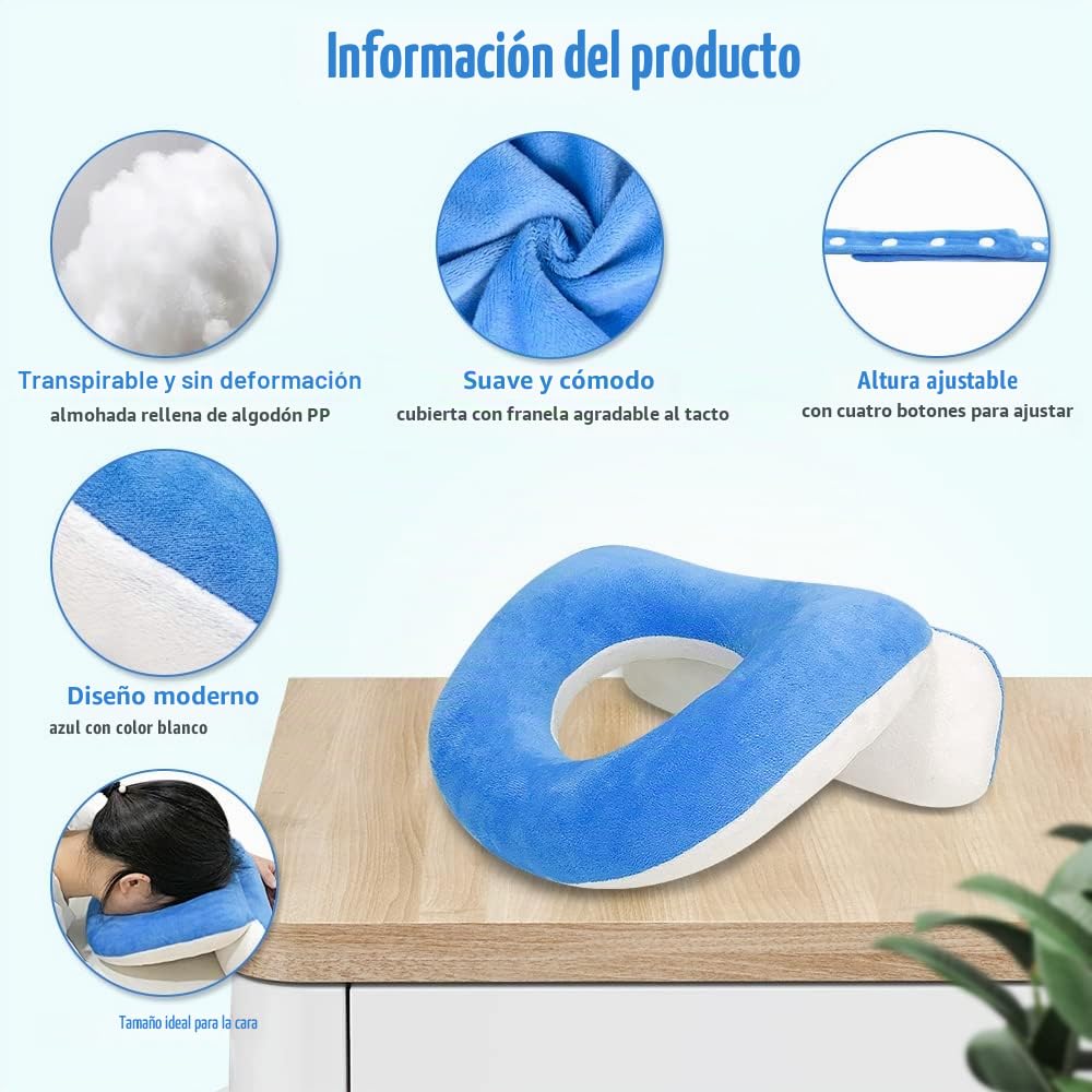 Almohada boca abajo después de la cirugía ocular propensa a vitrectomía retina, equipo de recuperación de donas, almohada facial de masaje, cuna de cabeza, almohada de escritorio para siesta(azul)