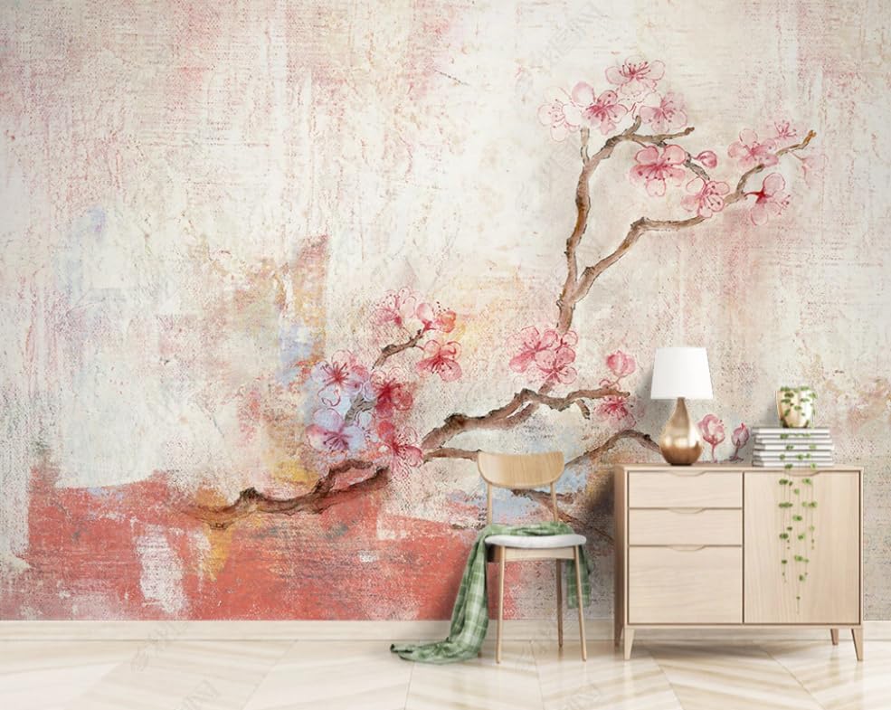 Papier peint intissé abstrait fleur de prunier poster géant mural salon deco 250x175 cm
