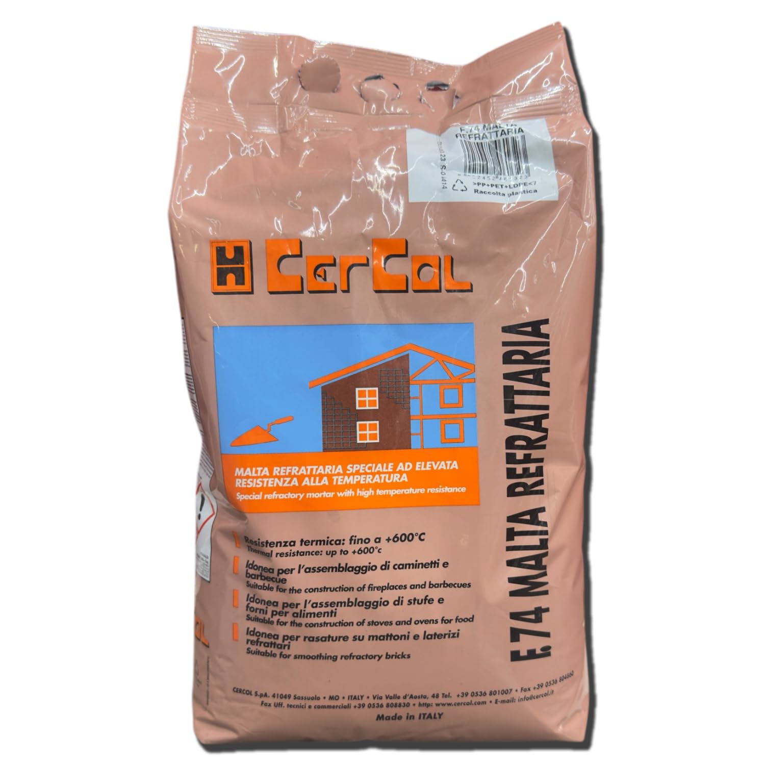 MASTERBRICO Cemento Refrattario Alta Temperatura 5 kg Grigio – Malta Resistente Fino a 600°C per Forni a Legna, Barbecue, Caminetti, Stufe – Pronto all’Uso per Lavori in Muratura
