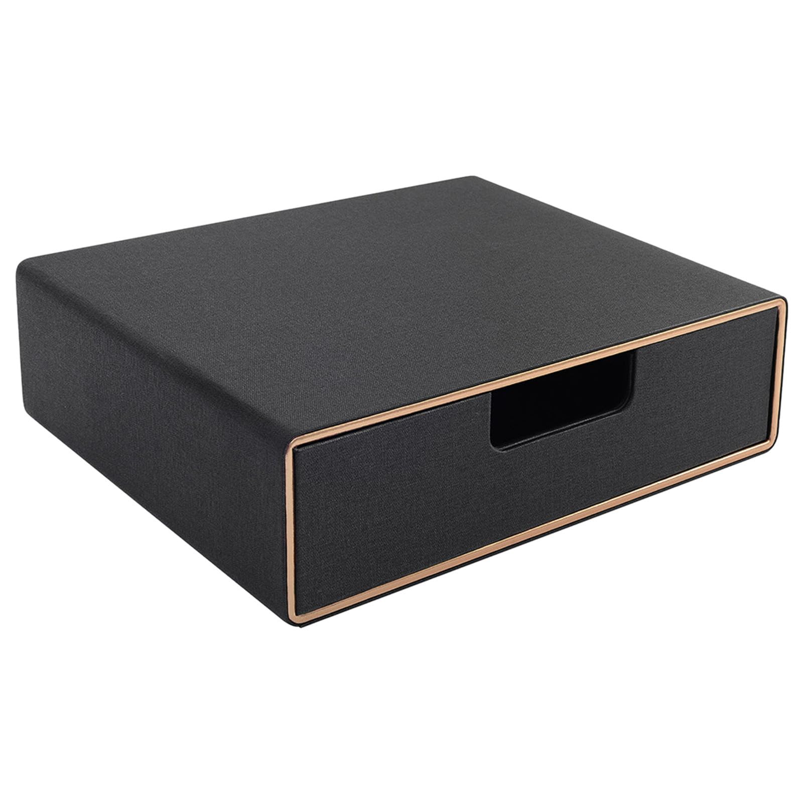 Uonlytech Schwarzer Schreibtisch Organizer Aufbewahrung mit Schublade aus Pu und Mdf und Platzsparend für Büro und Konferenzraum