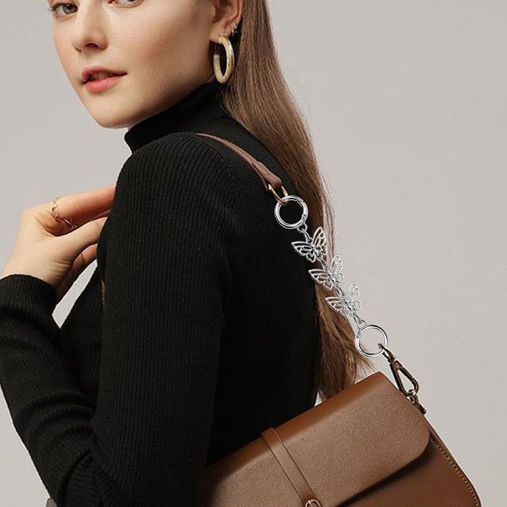 3Pcs Butterfly Purse Chain Extender for Women Girl Handbags Strap Extender Metal Replacement Accessories Making Supplies (Gold + Silver + Black) - Image 7