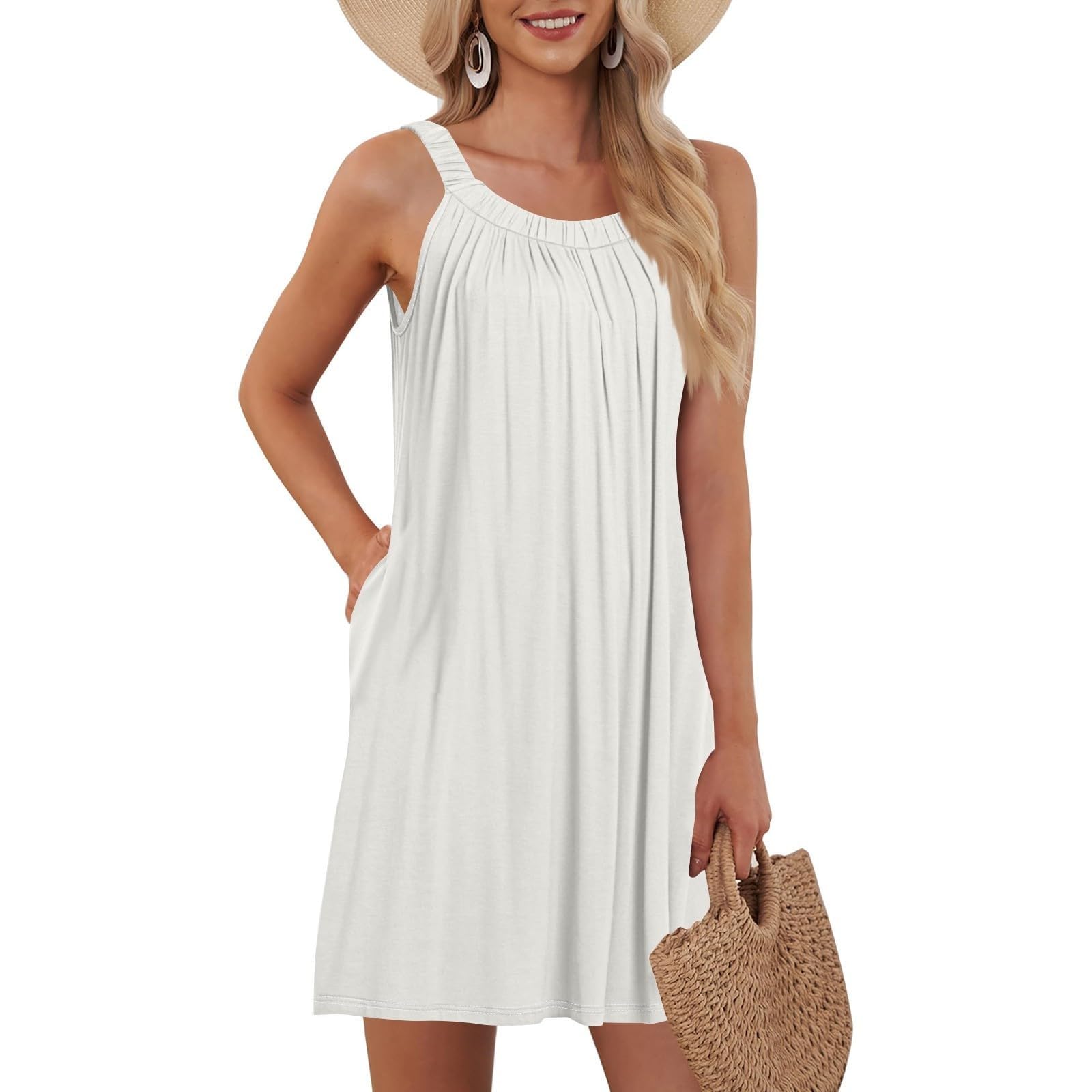 Robe décontractée à plis sur le devant pour un style fluide d'été - 5