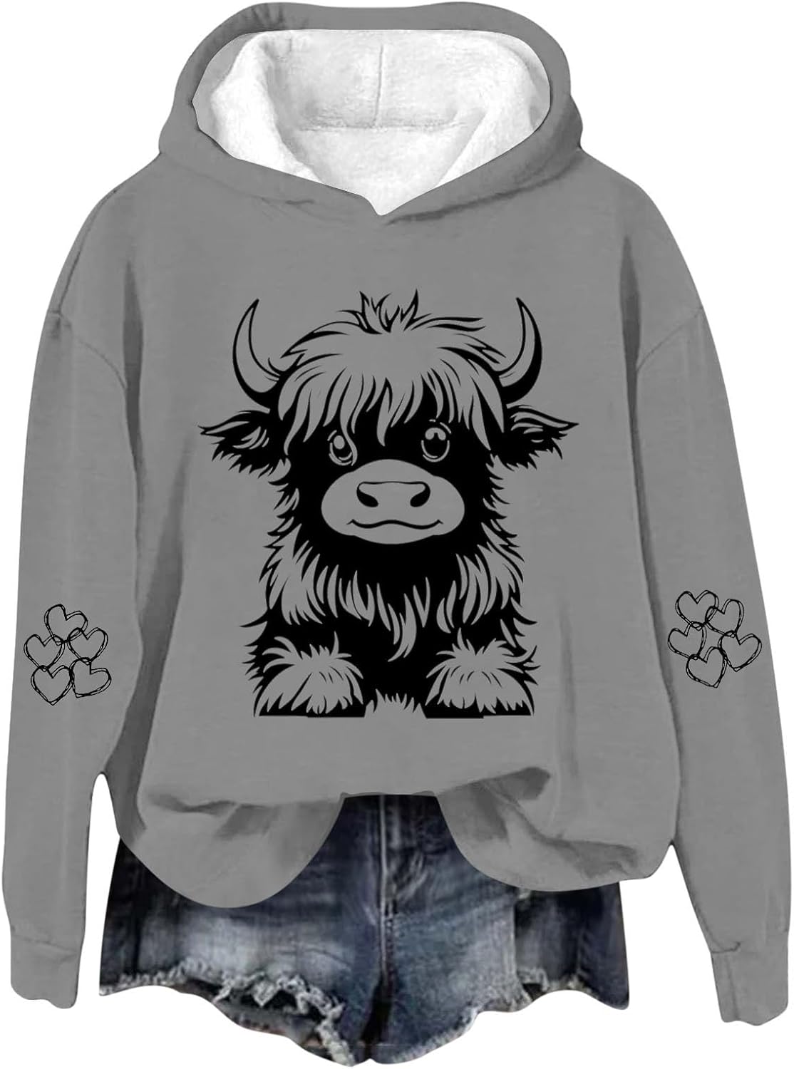 Highland Cow Hoodies for Women Cute Funny Graphic Sweatshirt Cowgirl Long Sleeve Plus Size Oversized Pullover Tops