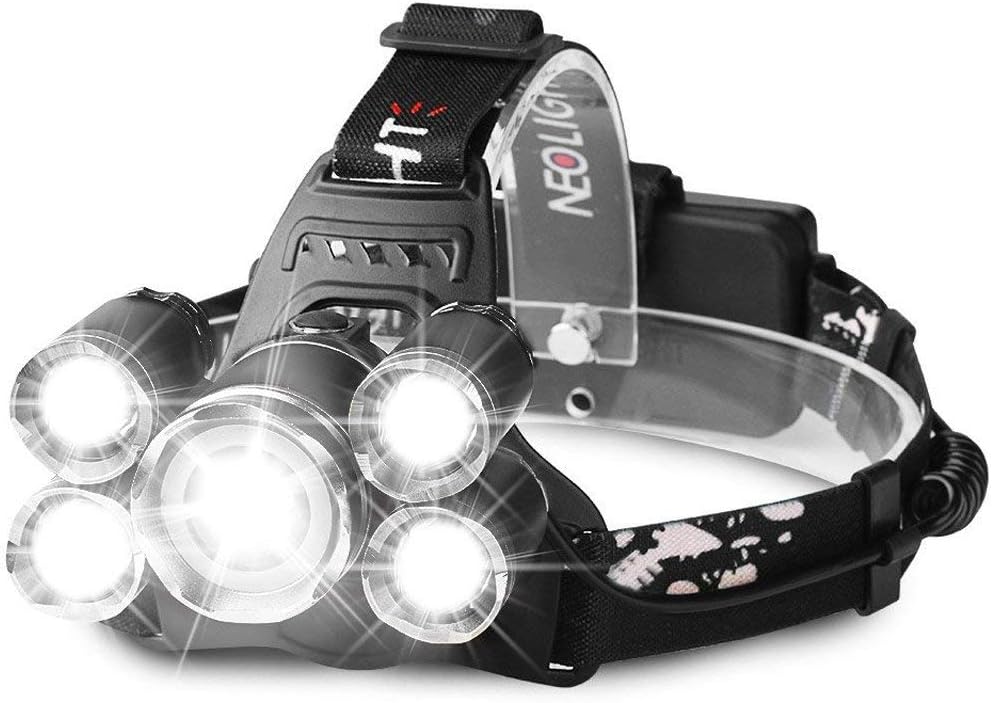 Super Bright Zoomable LED Head Torch, USB Rechargeable Waterproof Headlamp Adjustable Focus 4 Modes Headlight for Outdoor Camping Fishing Hunting Hiking Running Walking Cycling