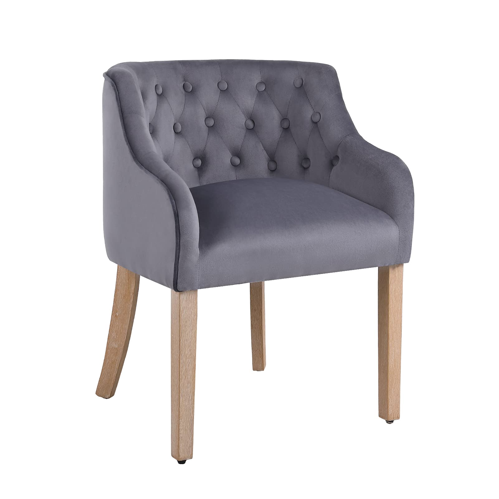 Ermnois Modern Accent Chair with Wood Legs, Grey Home Office Desk Chair