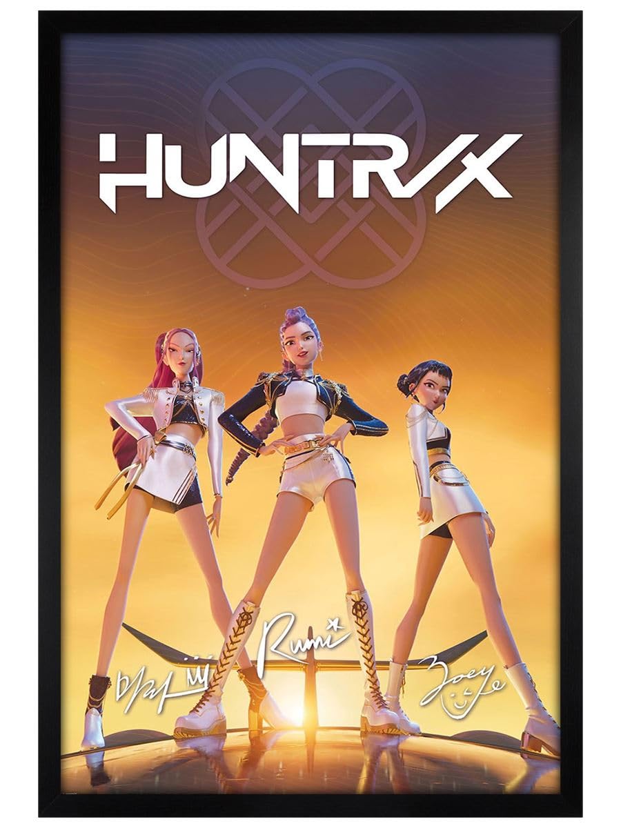 K-Pop Demon Hunters (Golden) Maxi Poster - Black Wooden Framed