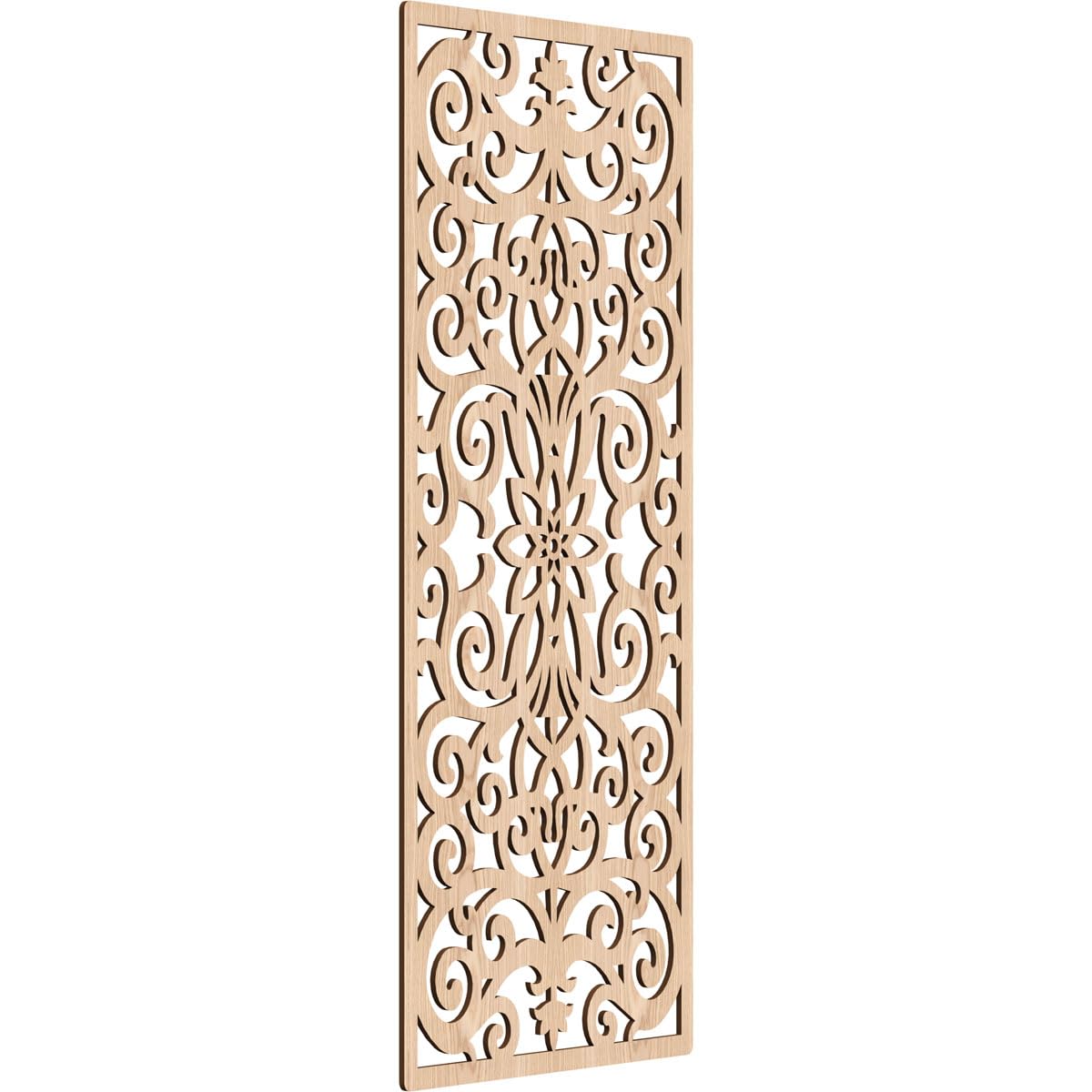 21 3/8"W x 54 3/8"H x 3/8"T Buel Decorative Fretwork Wood Wall Panels, Red Oak