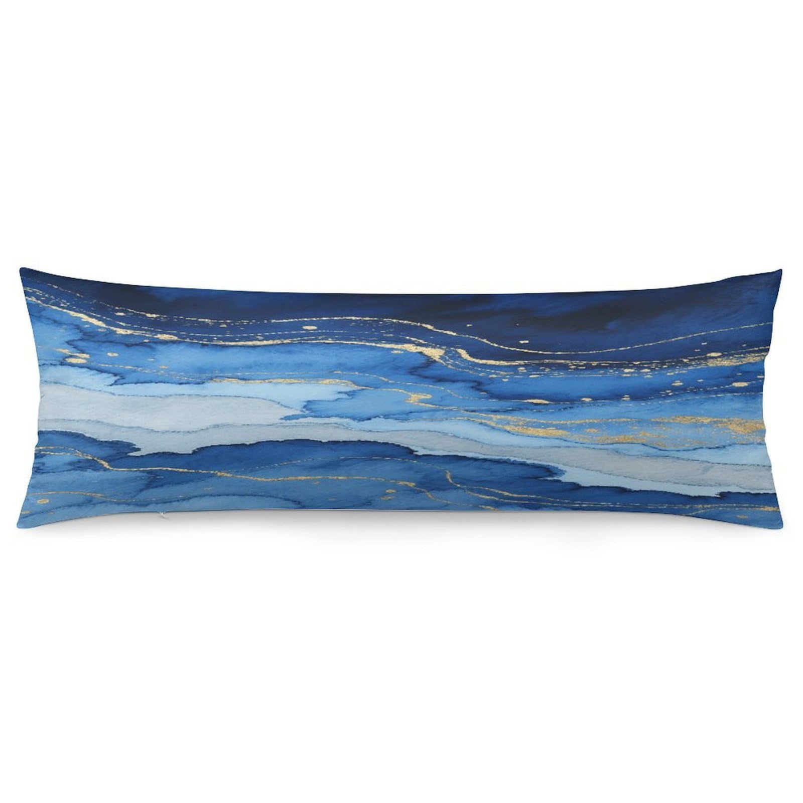 Abstract Blue Marble Watercolor Pillowcase Basics Body Pillow Pillowcase with Zipper Retro Pillows Protector Long Pillow Case Cover for Hot Sleepers and Night Sweats