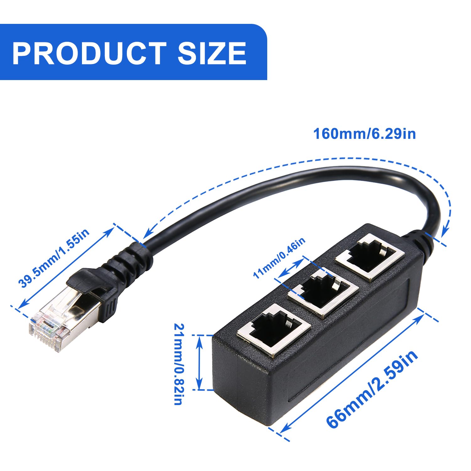 Câble répartiteur Ethernet RJ45 1 mâle vers 3 ports LAN femelles Cat5 Cat5e Cat6 Cat7