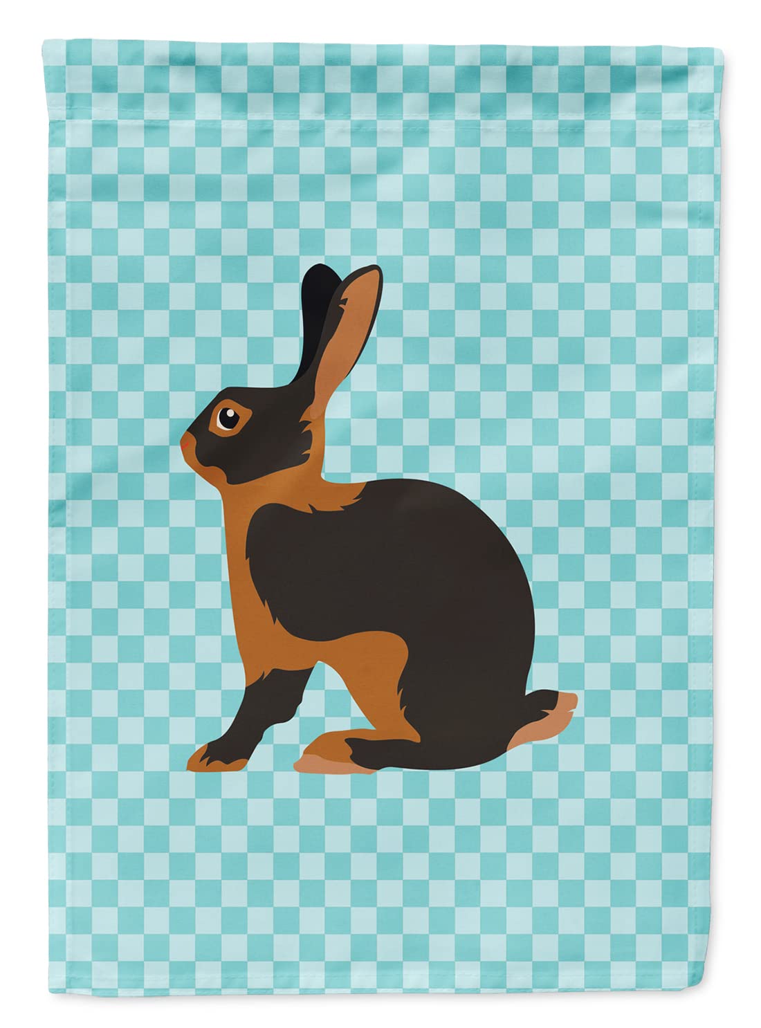Caroline's Treasures BB8137GF Tan Rabbit Blue Check Flag Garden Size , Small, multicolor