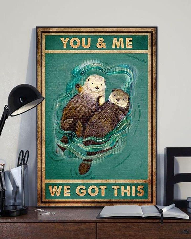 rayprint Otter Couple You Me We Got This Vintage Otter Lovers Metal Sign Tag Hair Cut Salon Signs Decor Retro Man Cave Decor Wall Decor Aluminum Sign 8x12 inch