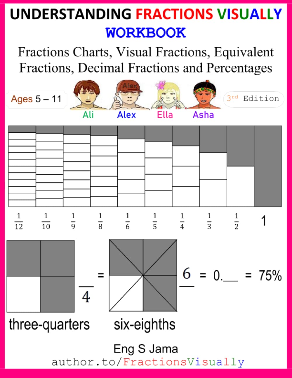 UNDERSTANDING FRACTIONS VISUALLY WORKBOOK: Fractions Charts, Visual Fractions, Equivalent Fractions, Decimal Fractions and Percentages