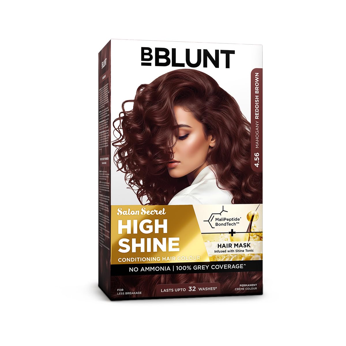 BBLUNT Salon Secret High Shine Conditioning Hair Colour With MaliPeptide BondTech™ to reduce breakage | Mahogany Reddish Brown- 4.56 | No Ammonia, 100% Grey Coverage | Permanent Colour | Salon at home-image-36