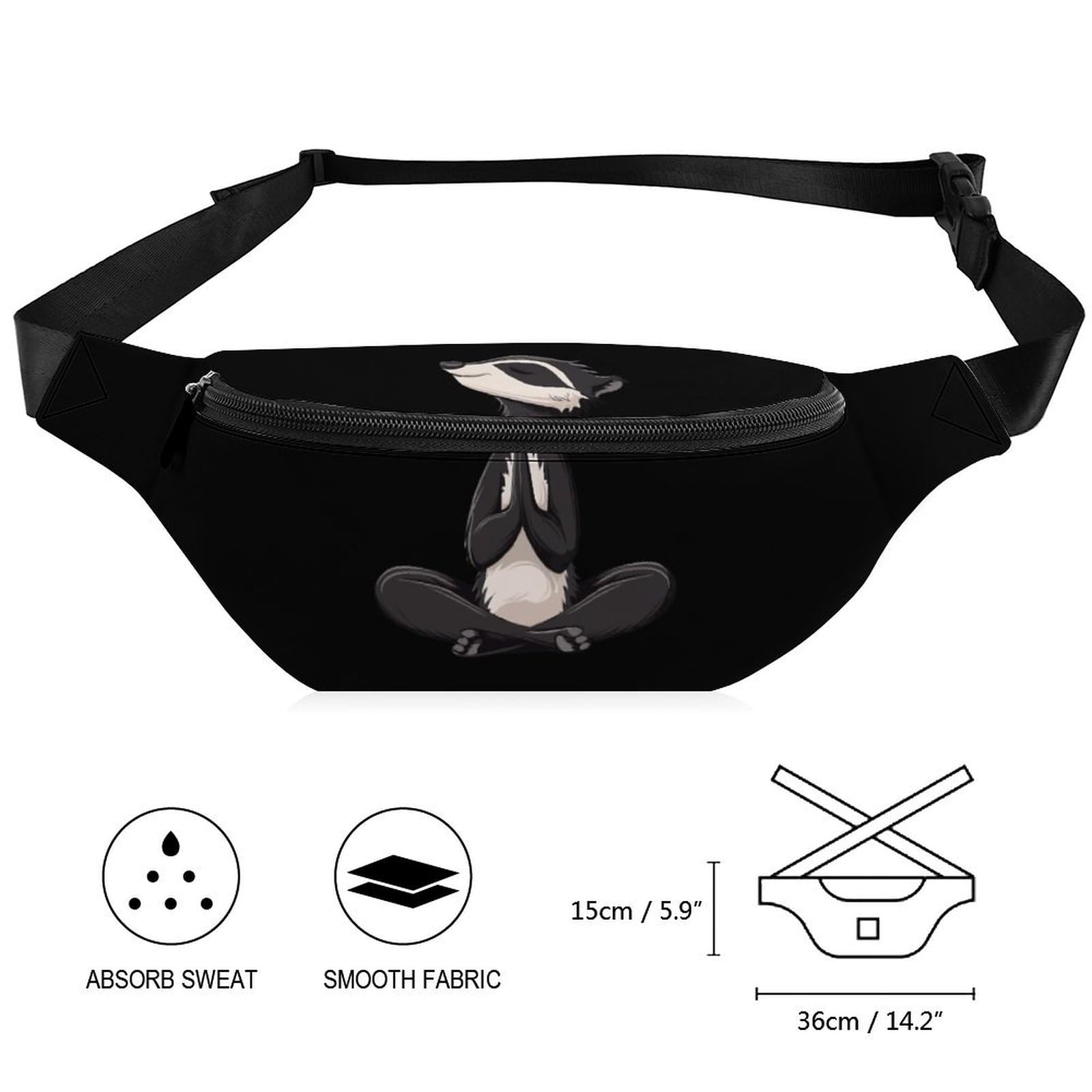 Funny Yoga Badger Waist Pack Hands-Free Running Belt Lightweight Fanny Pack for Travel Gym Hiking