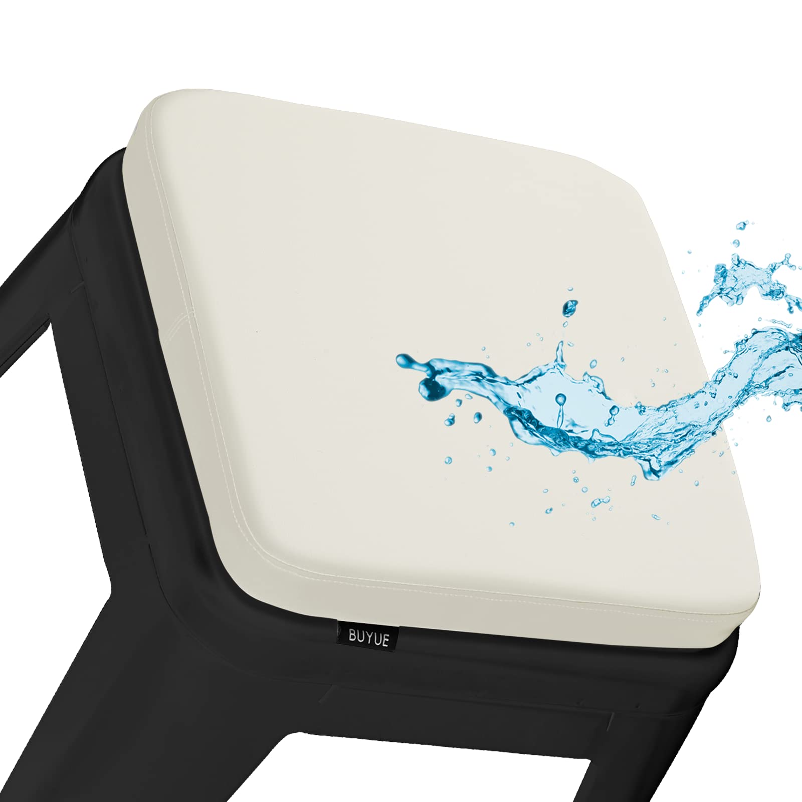 BUYUE Enhanced Anti-Slip Magnetic Bar Stool Cushion 1 Piece, Luxury PU Leather Waterproof Small Seat Cushion for Café Bistro Stackable Metal Stool (