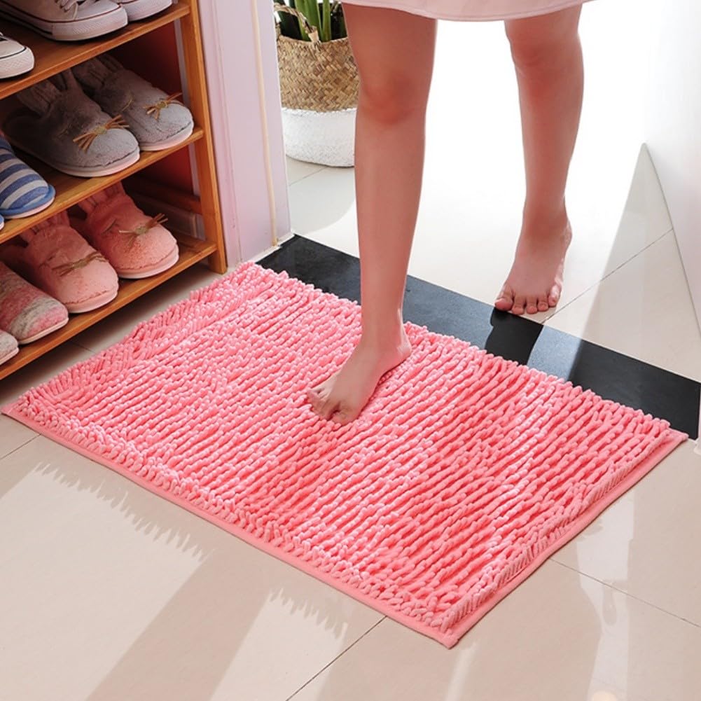 Tapis de bain chenille absorbant à poils longs - 60 x 40 cm - Antidérapant - Doux - Séchage rapide