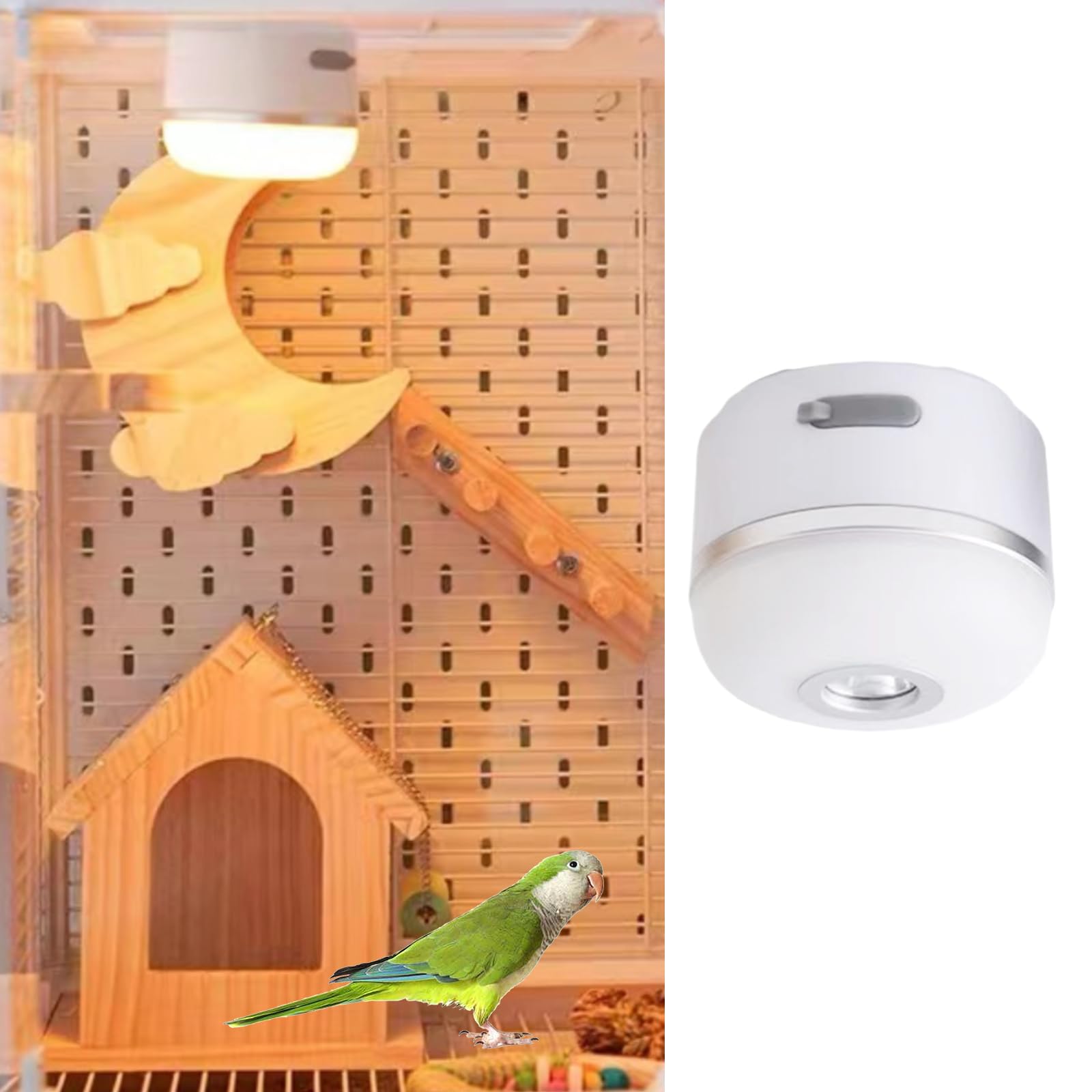 MANON ROSA Bird Cage Lighting - Explosion-Proof Energy-Efficient LED Night Light with Adjustable Brightness for Conures Parakeets Cockatiels Lovebirds Budgies - Premium Birdcage Accessory