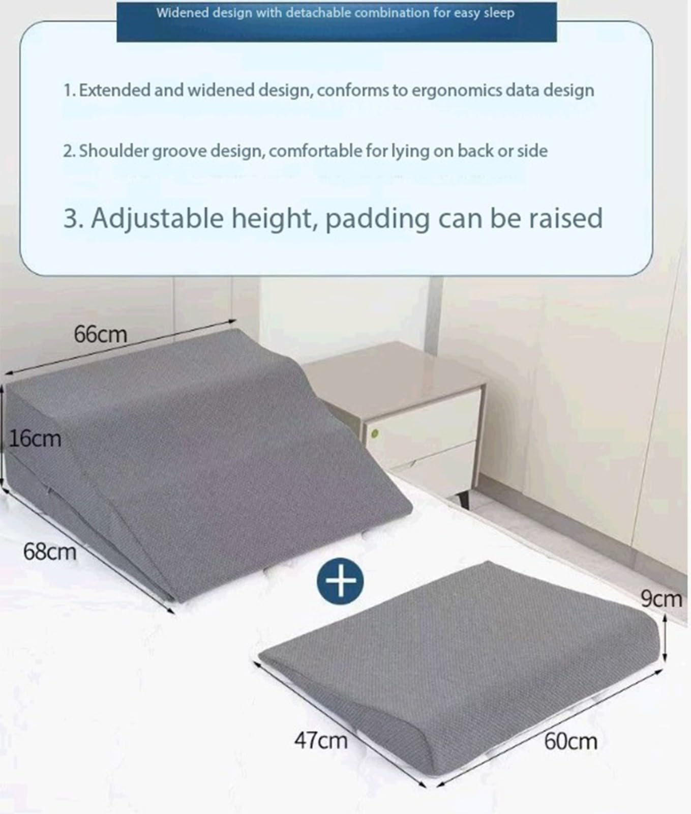 Cojines Cama,Dormir Para Adultos Con Reflujo Ácido,Almohada Reflujo Almohada De Cuña, Cómodos Juegos De Almohadas Posicionadoras De Espuma Viscoelástica Para Poscirugía, Aliviar Los Ronquidos