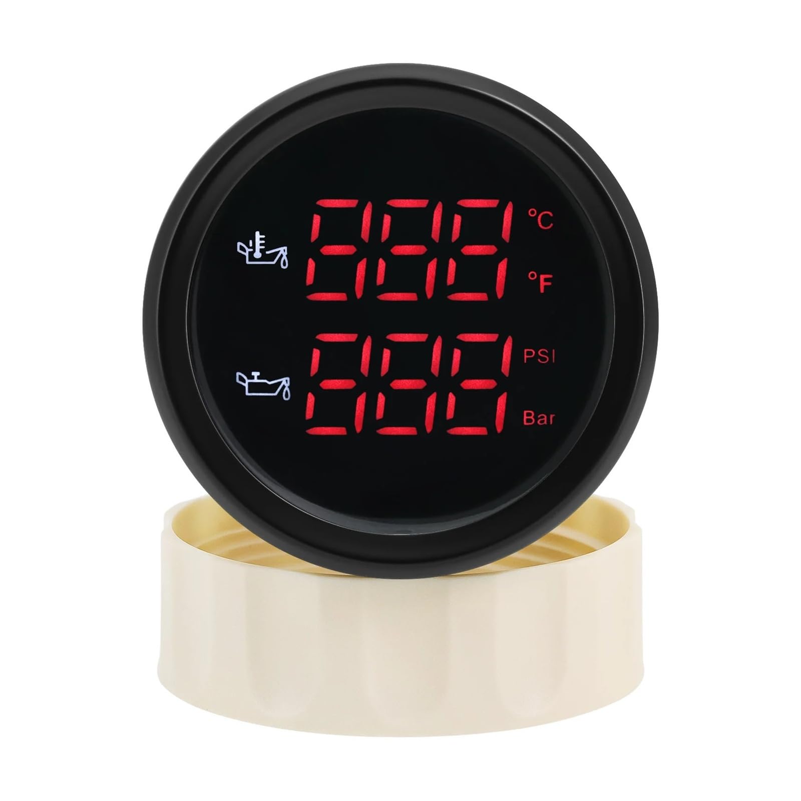 52 MM 2 In 1 Digitales Öltemperatur- Und Öldruckmessgerät 50~150 Thermometeranzeige Ölpresse 0~10 Bar for Bootsautos Klares Lesen(1Pcs Gauge)