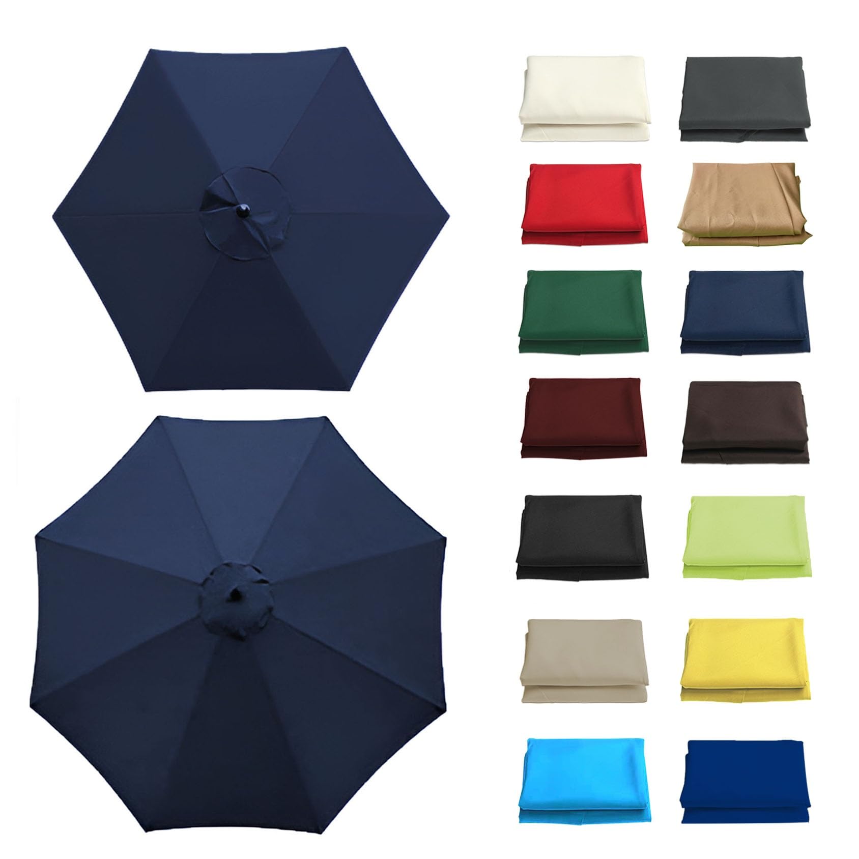 GZDXBF Round Umbrella Canopy Replacement 6 Ribs/8 Ribs, Replacement Parasol Fabric Cover For Outdoor Sunshade Rainproof, Polyester, 200cm 270cm 300cm(Color:Navy blue,Size:8 ribs: 2.7m/8.8ft) — image 1