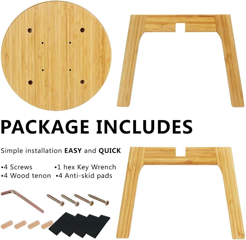 Step Stools for Kids Adults - Bamboo Wood Portable Small Foot Stools Sturdy Anti-Slip Step Stool for Inside Shower 350 Lbs Capacity for Kitchen Bathroom Bedroom Toilet (Medium Round)