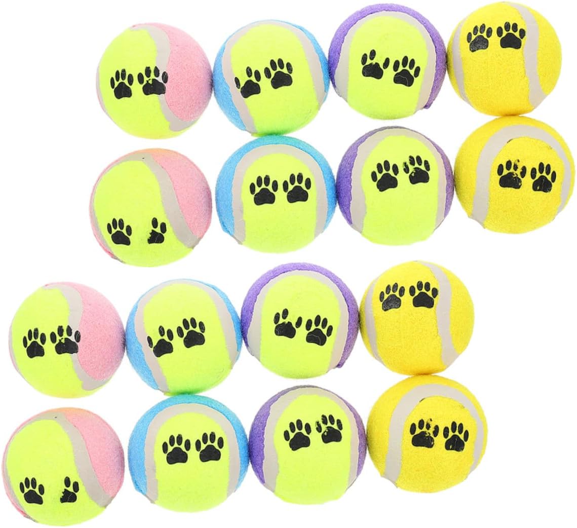 BESPORTBLE 16pcs Small Dog Tennis Balls Plush Chew Set 7cm Diameter Soft Puppy Fetch Training Balls for Dogs Interactive Play Random Color