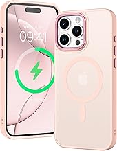 GUAGUA Coque pour iPhone 16 Pro Max 6.9",Compatible avec MagSafe Protection Antichoc Qualité Militaire Dos Anti Rayures Étui Housse Arrière Translucide Givrée Anti-Empreintes Digitales,Rose