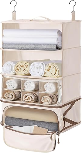 Large Travel Storage Bag Set, Beige Suitcase Organizer for Packing and Organization
