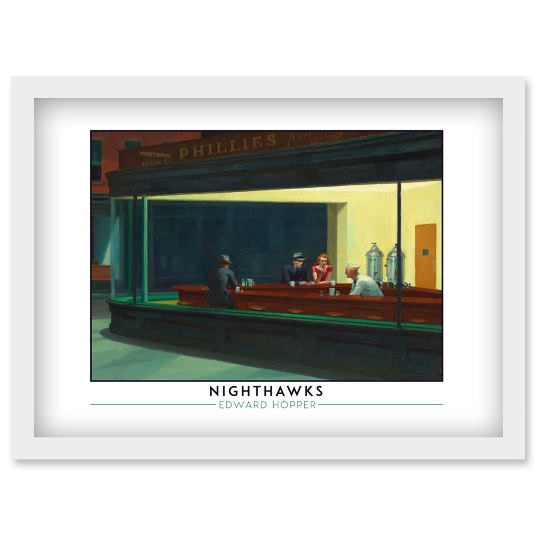 Wee Blue Coo Edward Hopper Nighthawks Iconic Realist Painting Artwork Framed Wall Art Print A4