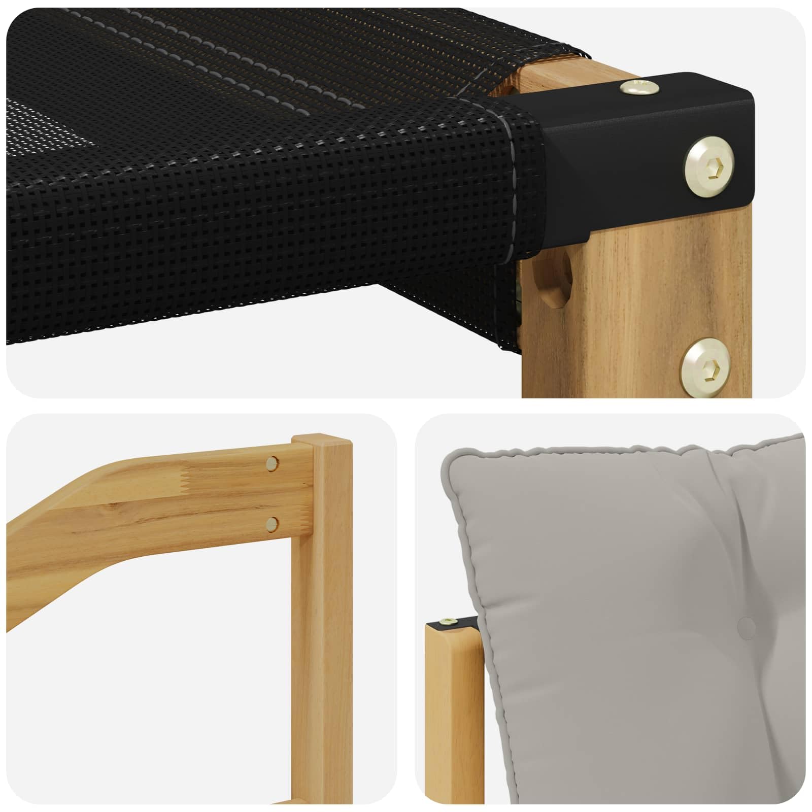 Set di mobili da giardino 3 posti in legno di acacia resistente alle intemperie, cuscino incluso, per terrazza, balcone, giardino, design moderno, robusto e durevole, ideale per ore di relax