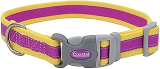 Pro Reflective Adjustable Dog Collar - Purple with Yellow - 1†x 14
