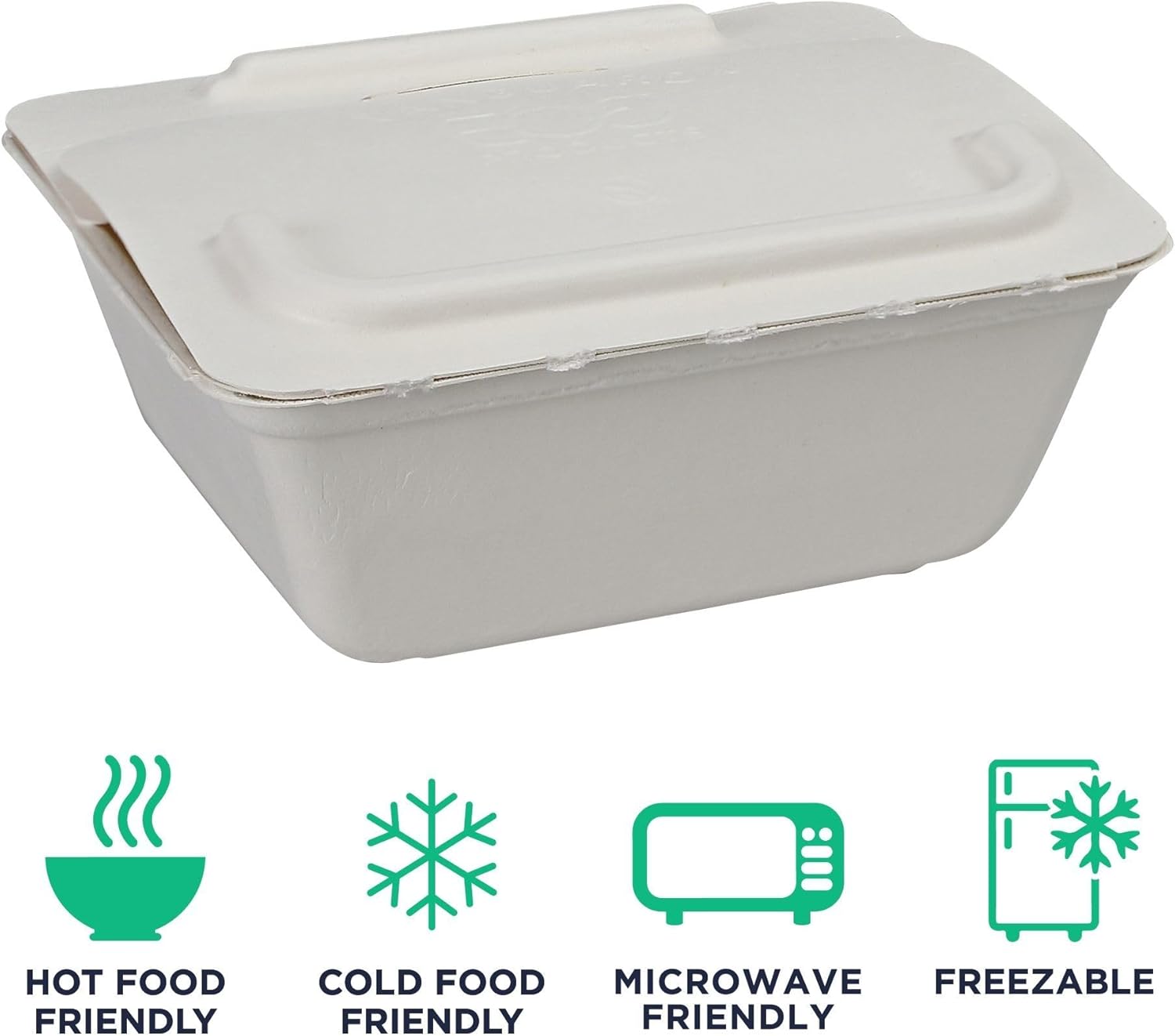 ECO PRODUCTS Compostable 35oz One-Piece To Go Containers, Case of 300, 7"x6"x2.5" Vanguard Folia Innovative Container, Disposable Renewable White Molded Fiber, No PFAS, Tree-Free, ASTM, BPI-Certified
