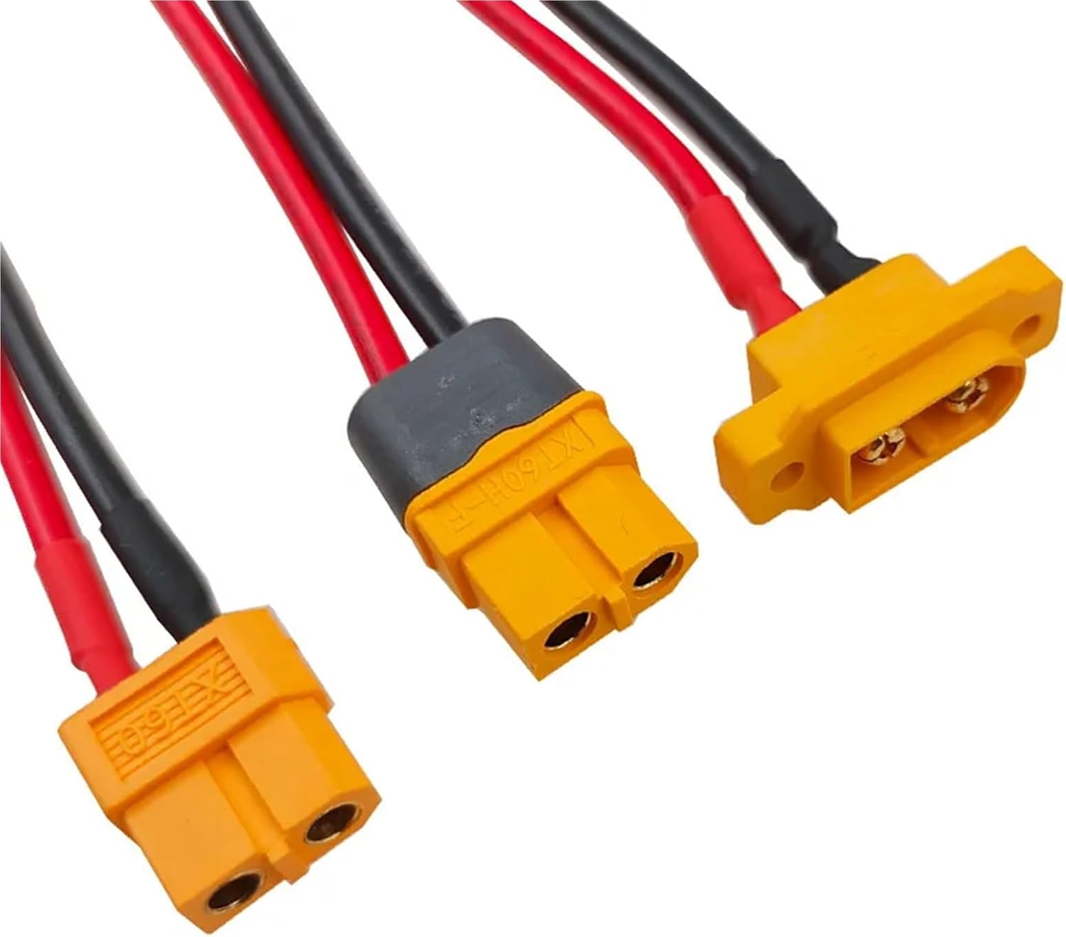 5Pcs XT60E-F Fixed Male and Female Plugs, High Current Aircraft Model Electric Adjustable Charging Power Connector XT60E-M(XT60E-F-15CM 5PCS)
