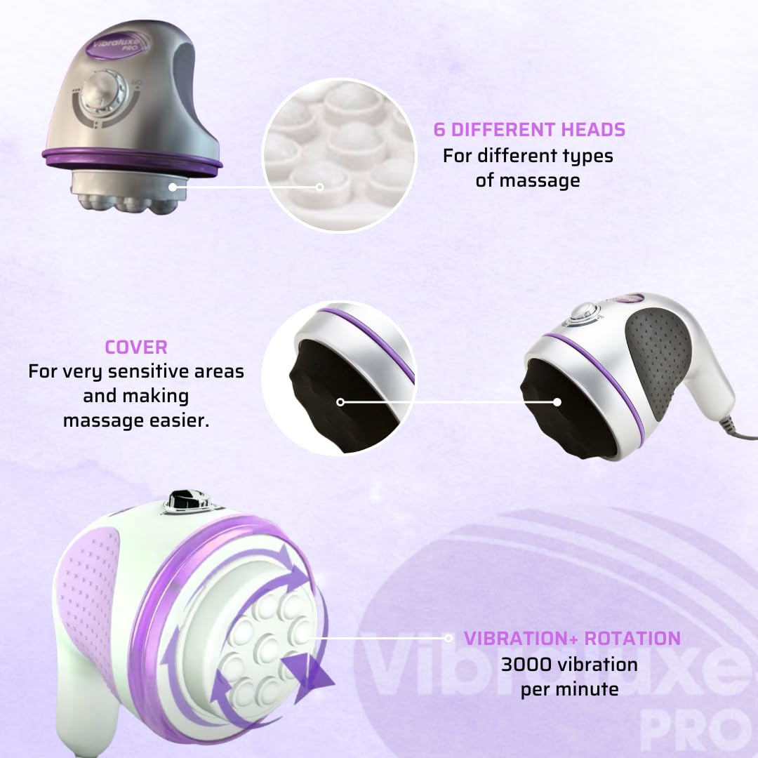 Best Direct Vibraluxe Pro Original Comme Vu à la Télé Masseur Amincissant Sculptant Circulaire, Anti-Cellulite 5 en 1 – Appareil de Massage Vibrant Électrique, Palper Rouler