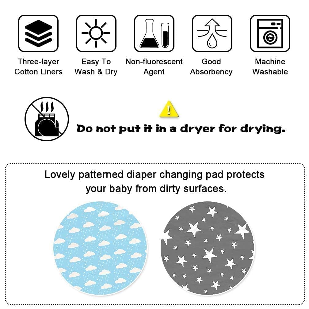 Wasserdichte Baby-Wickelunterlage, multifunktional, für Mädchen, Jungen, Neugeborene, 100 % auslaufsichere Damenbinden für Zuhause und Outdoor, Reisen, Premium-Einlagen, 50 x 70 cm, Grau und Blau