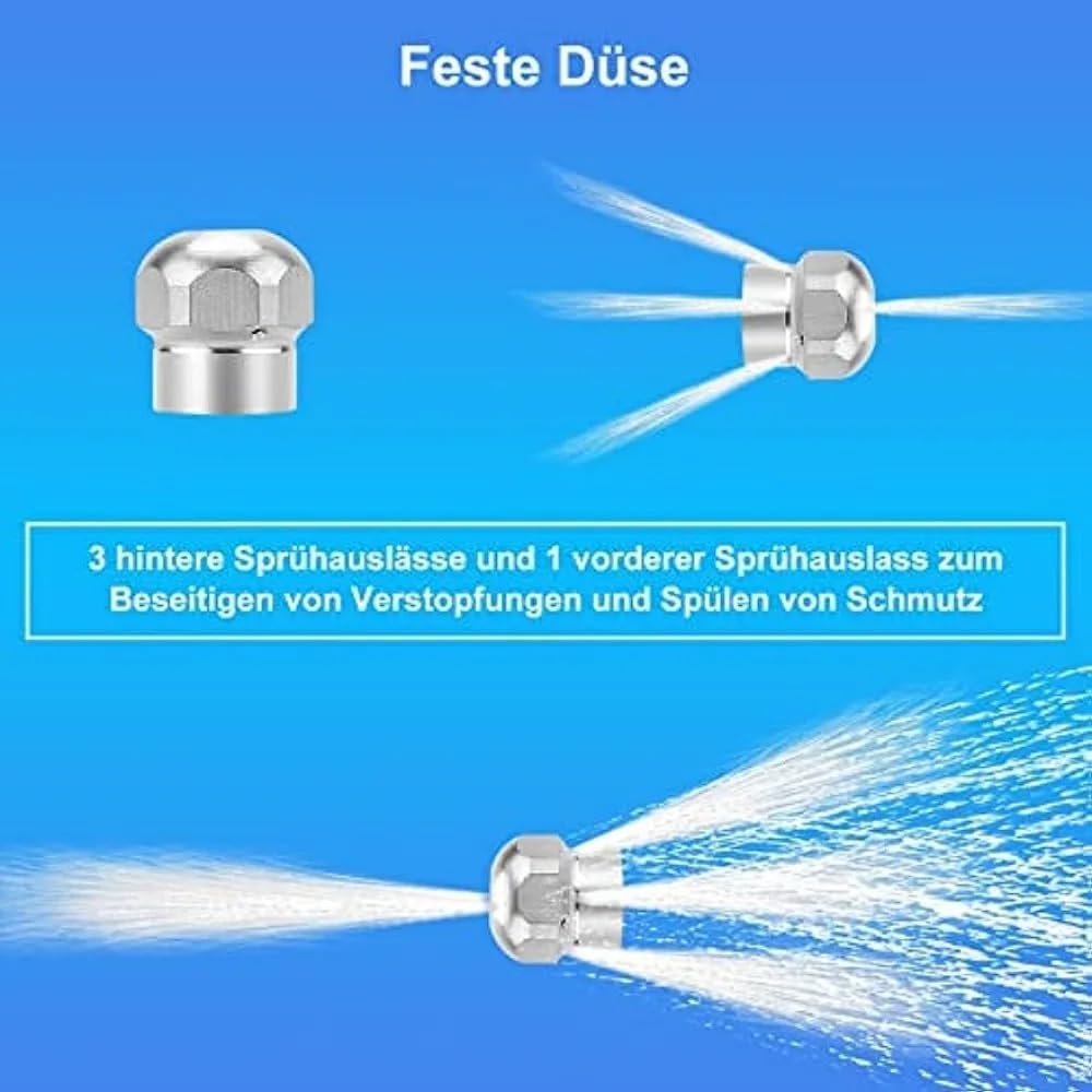 Generic sewer drain cleaning hose cleaner for Kärcher K2 K3 K4 K5 K6 K7 pressure washer pipe unblocking hose with adapter (15M)