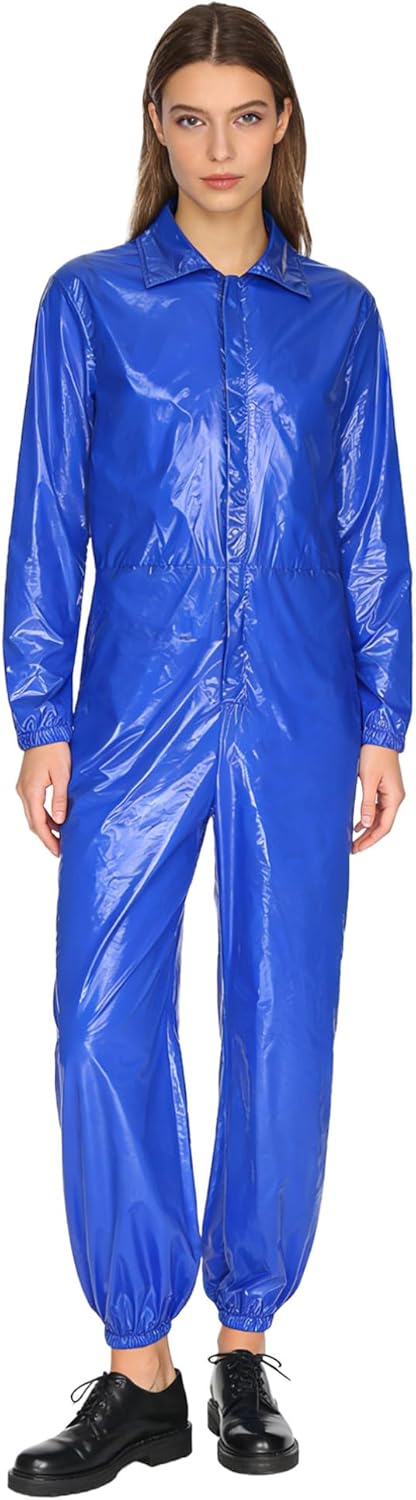 iiniim Womens Water Resistant Work Coverall Workwear Long Sleeve Jumpsuit Garages Mechanics Overalls Blue Large