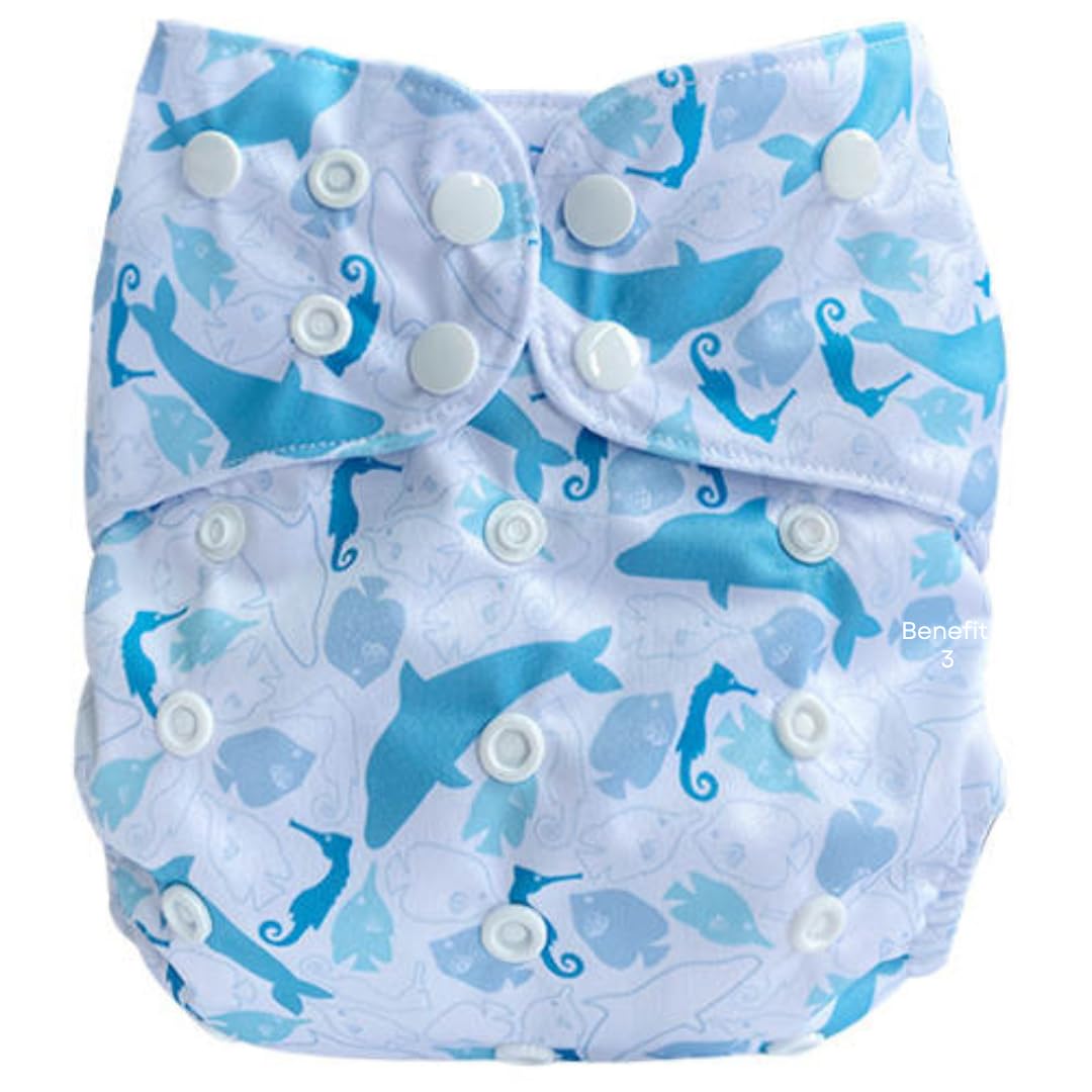 Couche Piscine Bébé Étanche et Réglable – Maillot de Bain Lavable Réutilisable Écologique – Confort Bébé Garçon ou Fille(Dauphin - 1 unité)