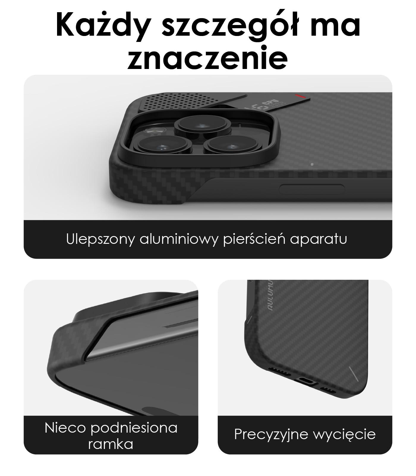 Aulumu A16 Etui z Włókna Aramidowego dla iPhone 16 Pro Max | Ultra Cienkie | Prawdziwe Chłodzenie | Kompatybilne z MagSafe