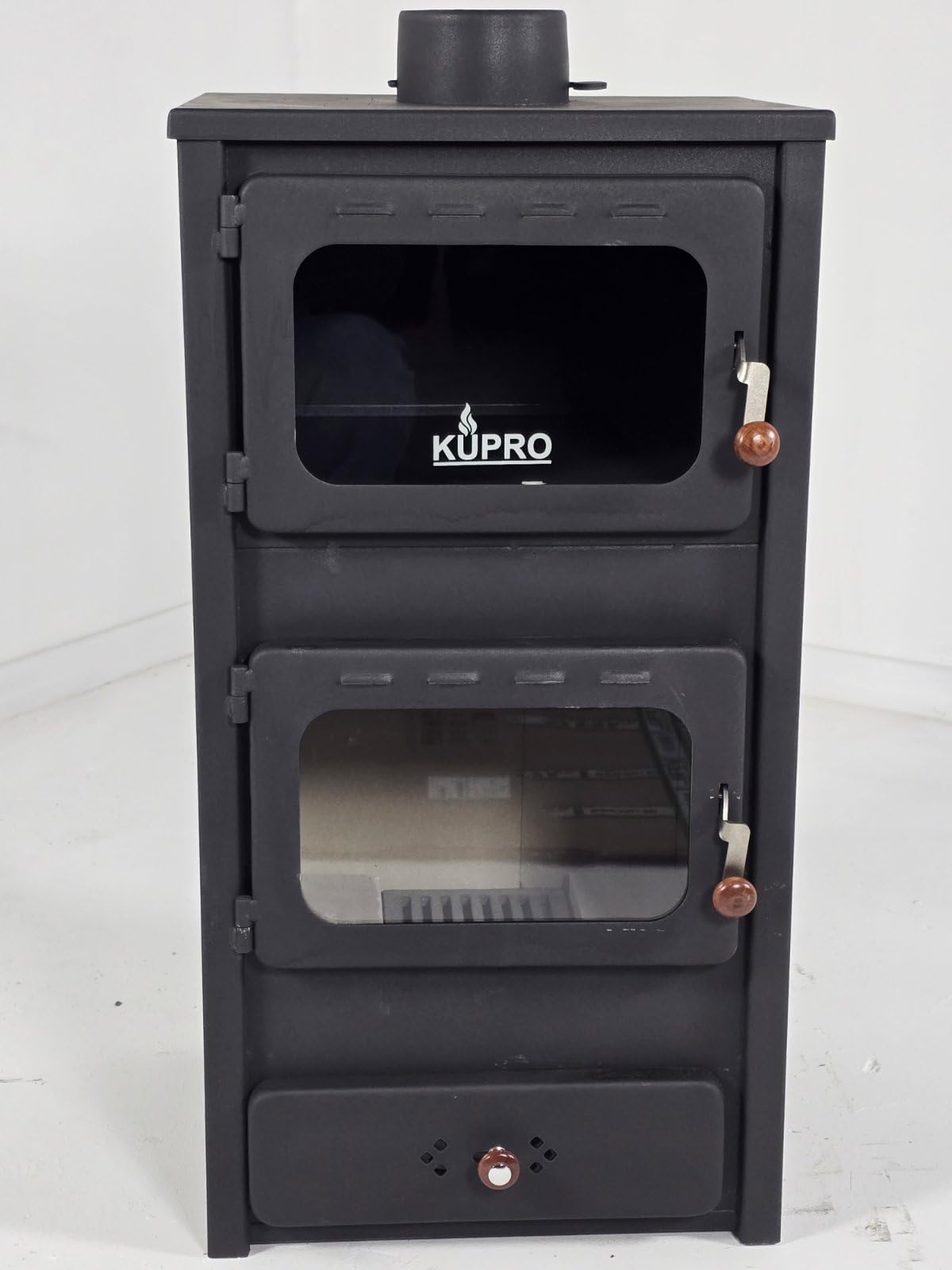 graziosa stufa a legna di lusso, tipo camino, per riscaldamento diretto, con forno, 11 KW