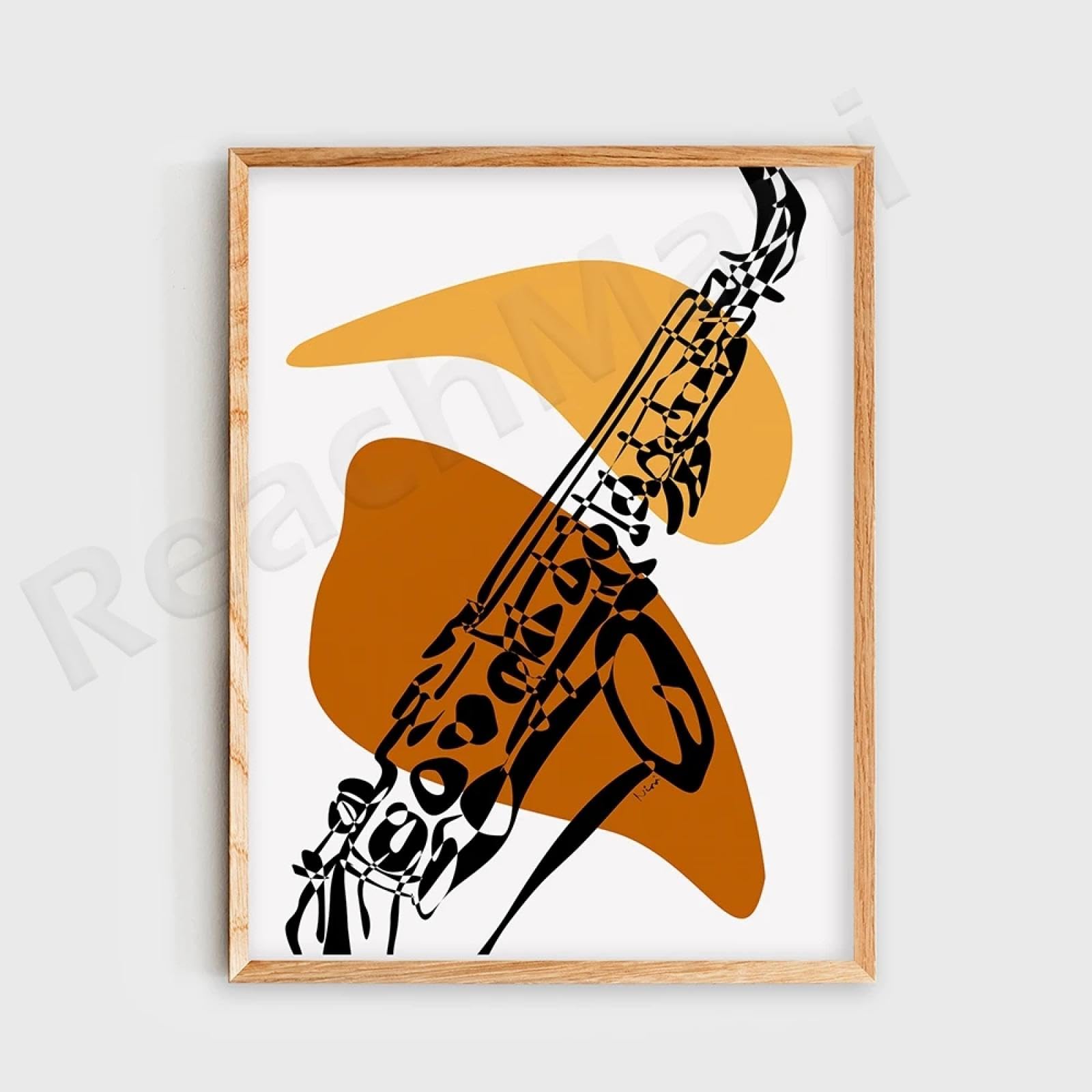 LMAIWANG Set da parete jazz, poster con tromba, sassofono e trombone, stampa d'arte digitale in terracotta, decorazione per sala musica, decorazione per studio musicale, 30x45 cm x 3 cornici