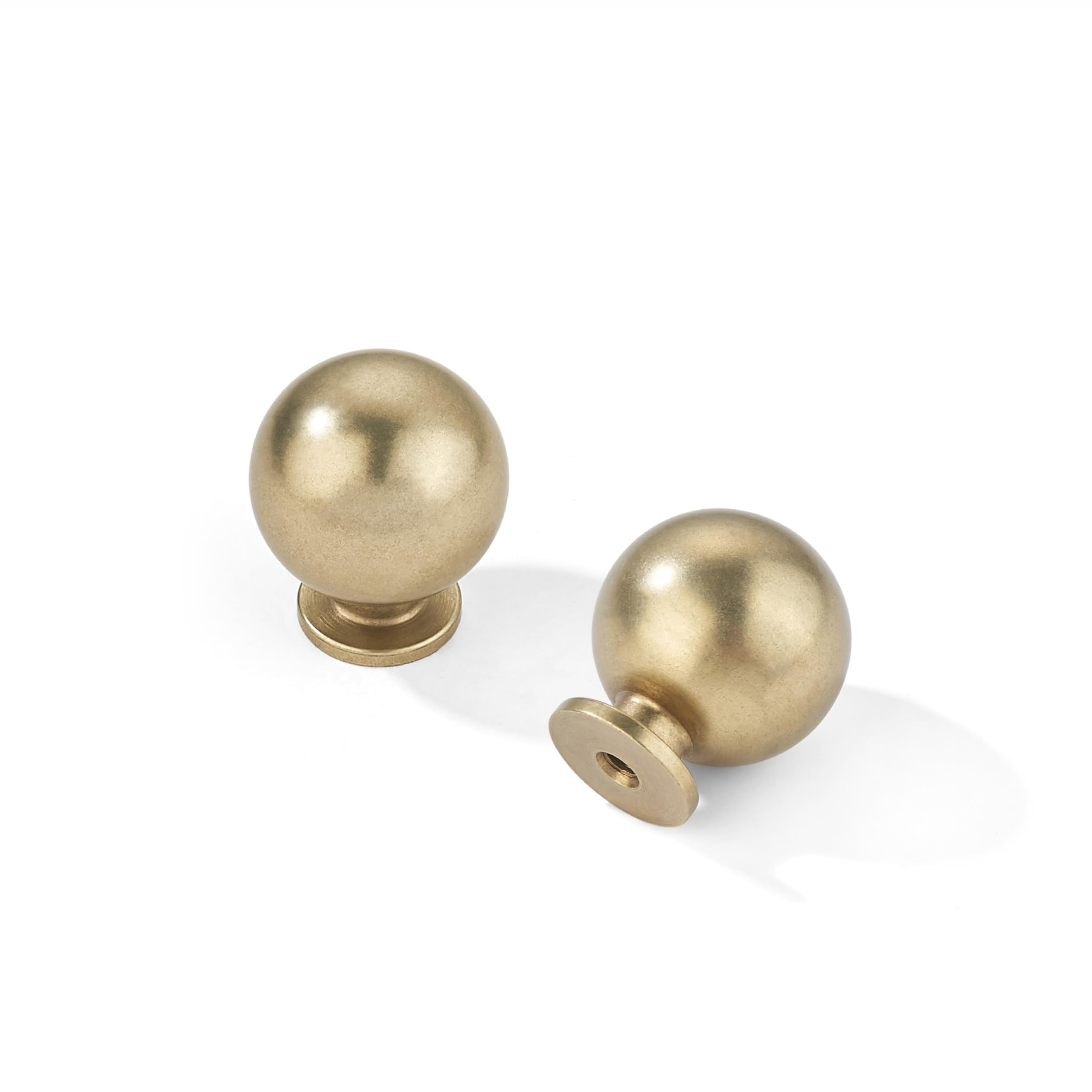 KHTUMEWARE-BRASS5237 Round Knob, Antique Brass, 1 in (25 mm), 2-Pack in Antique Brass — KHTUMEWARE