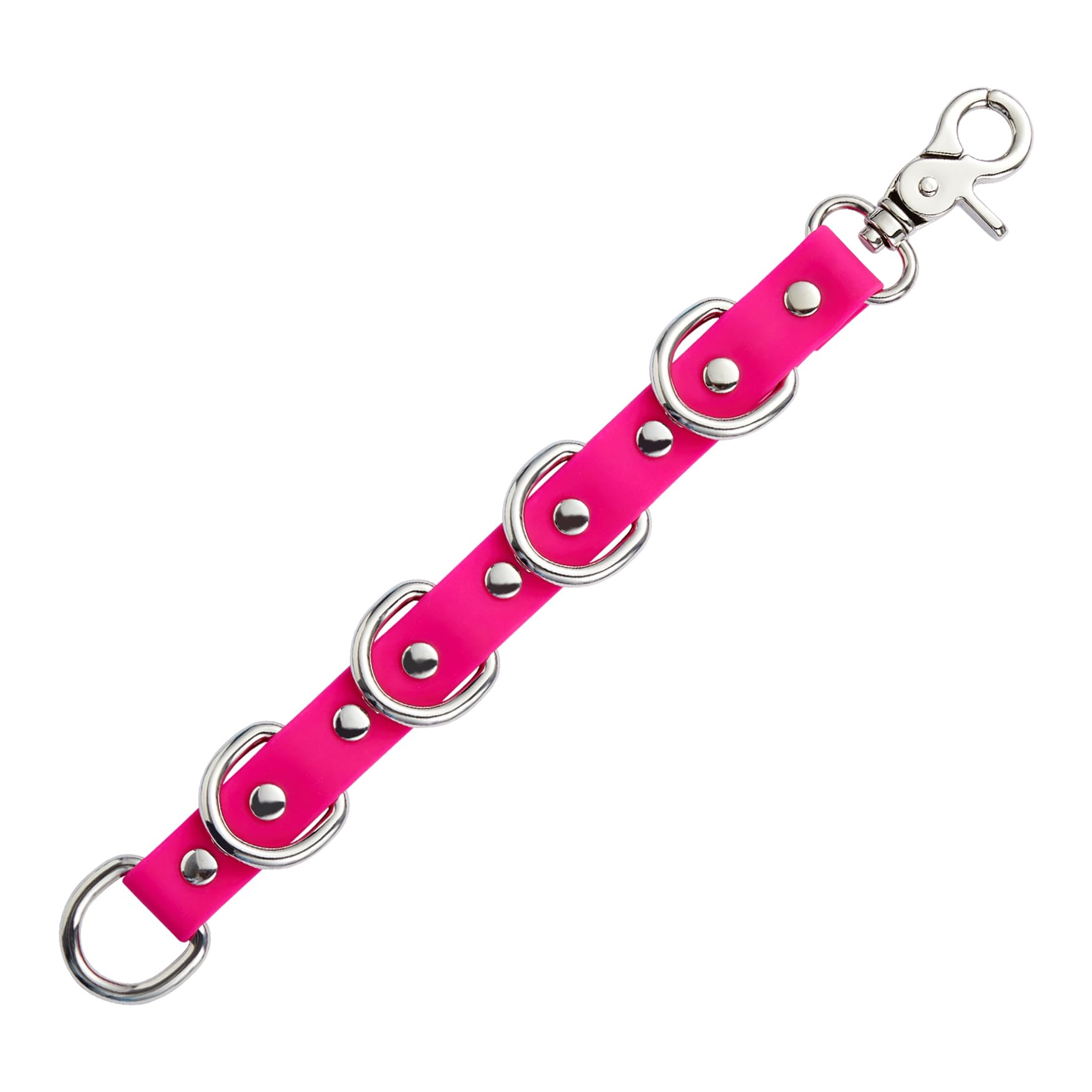 Dog Grooming Loop Extension Strap with 5 D-Rings – 3/4 Inch Wide Waterproof PVC Connector Strap for Pet Safety, Grooming Tables & Bathing (Hot Pink, 11 inch (5 D-Ring))