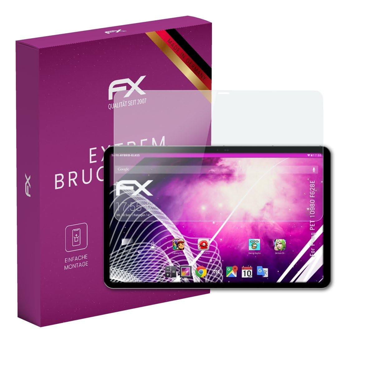 atFoliX Plastic Glass Protective Film compatible with Peaq PET 10980 F628E Glass Protector, 9H Hybrid-Glass FX Screen Protector