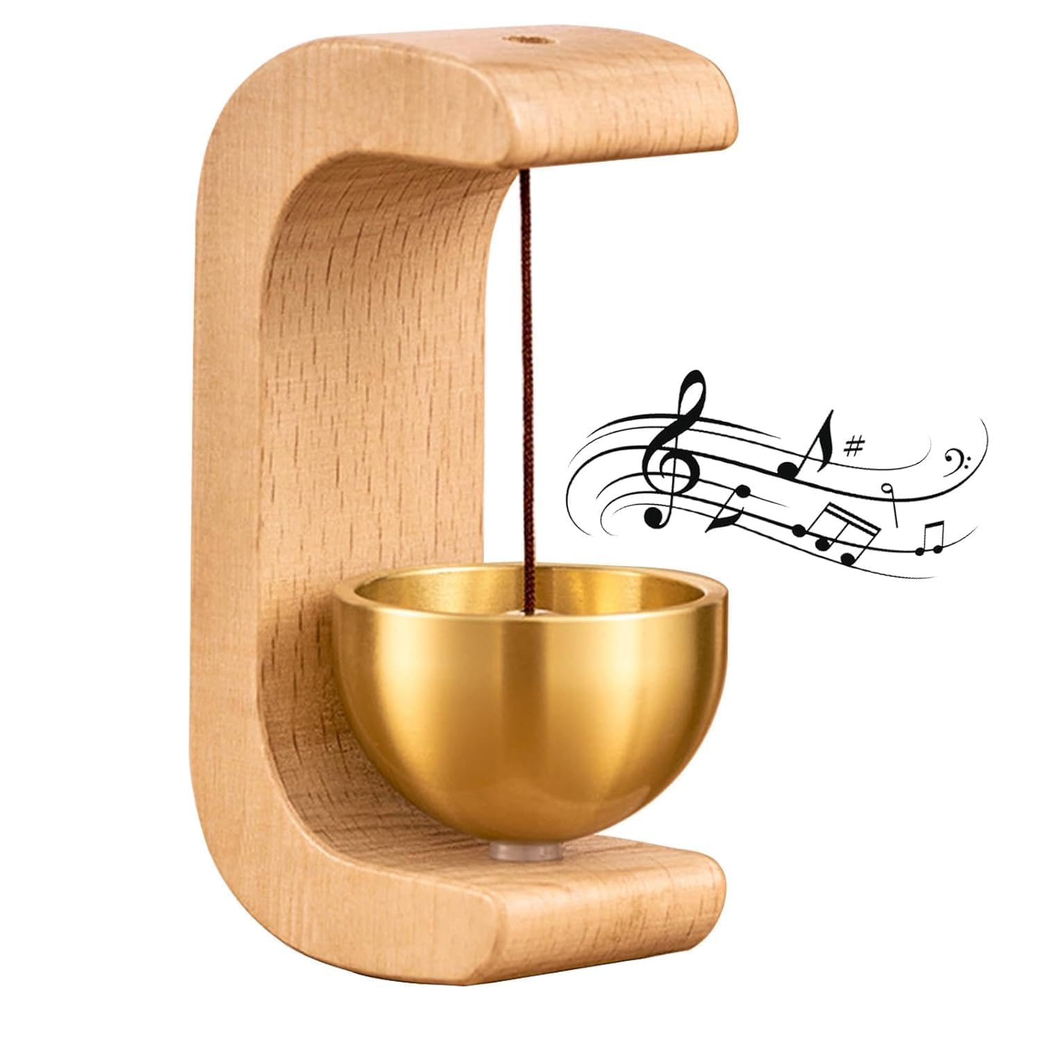 Desk Bell with Brass Bowl Handmade Wooden Wind Chime for Yoga Meditation Home Office Decor Mindfulness Relaxation Table Bell-image-42